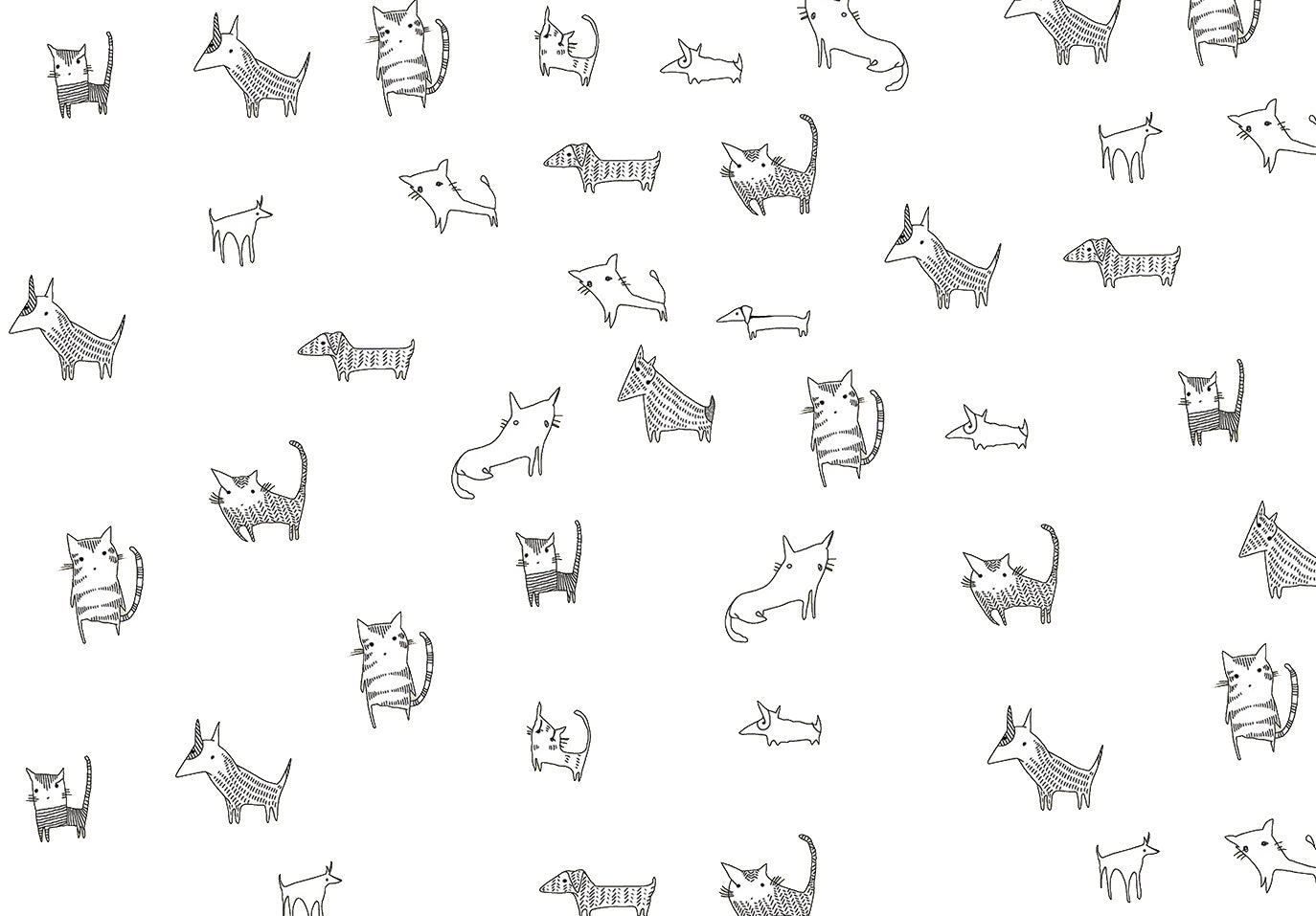 CATS & DOGS WALLPAPER Illustration by Deniz Yeğin İkiışık